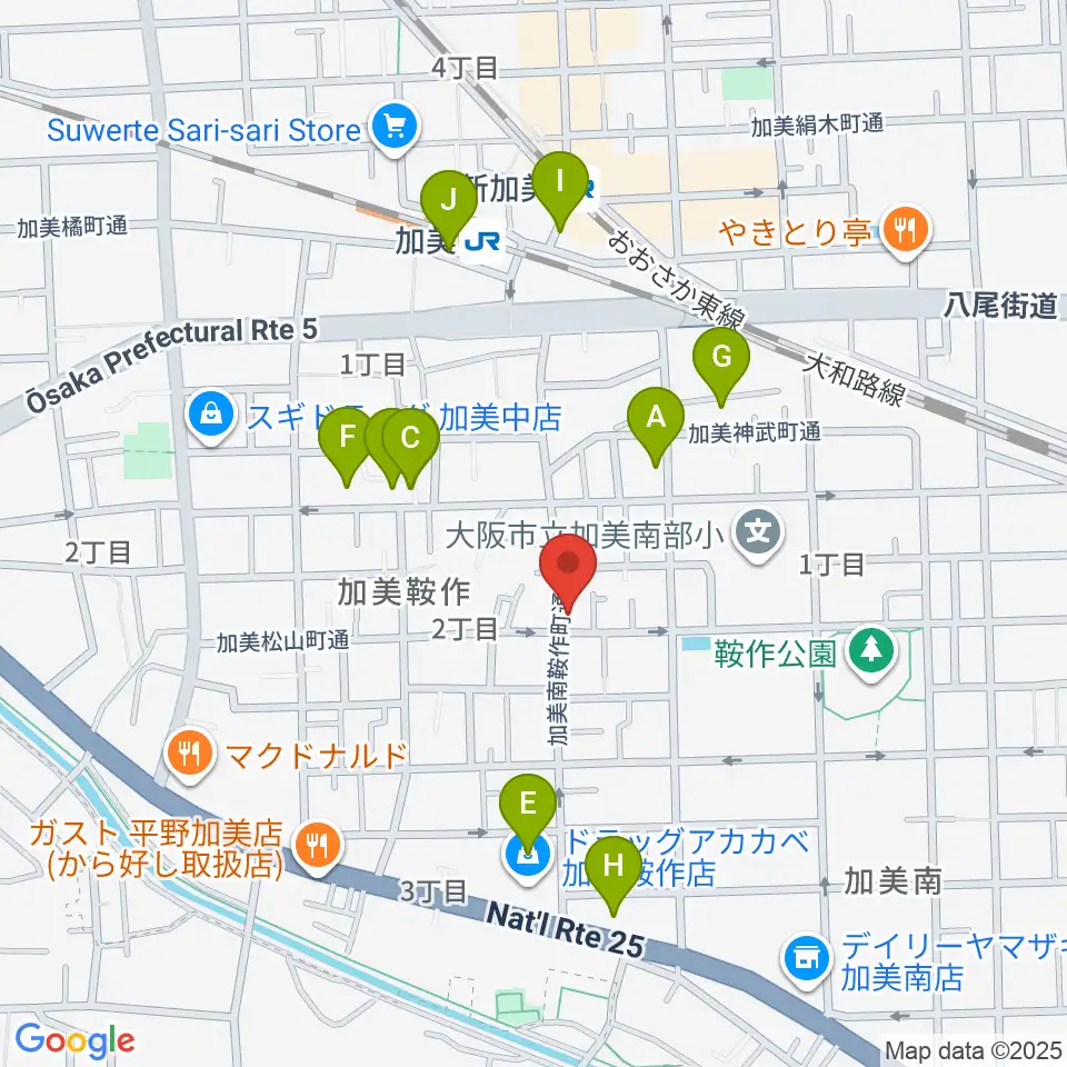 クレアミュージック平野周辺のカフェ一覧地図