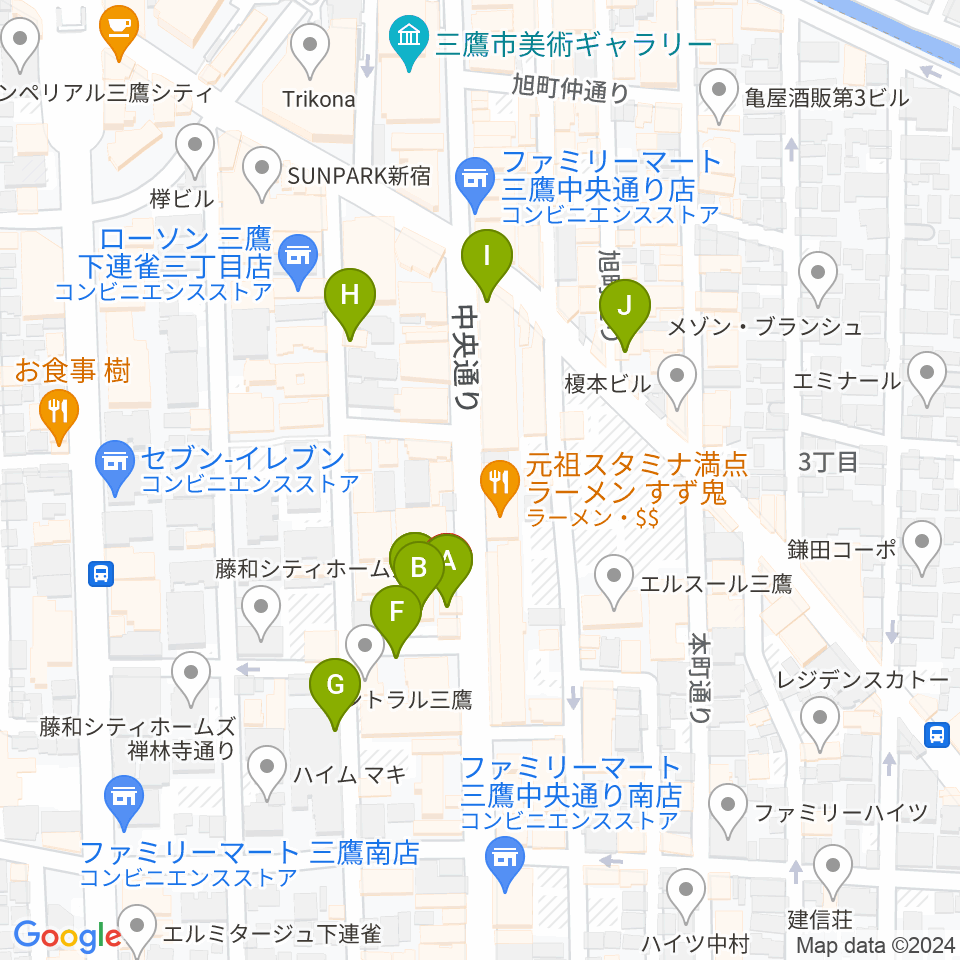 三鷹SCOOL周辺のカフェ一覧地図