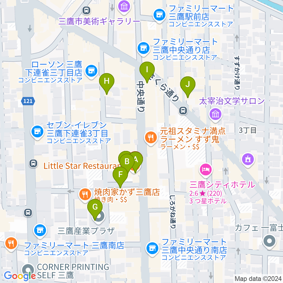 三鷹SCOOL周辺のカフェ一覧地図