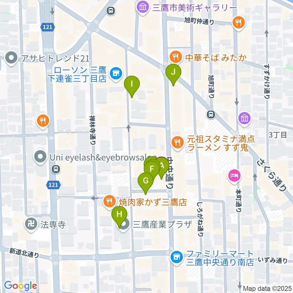 三鷹SCOOL周辺のカフェ一覧地図