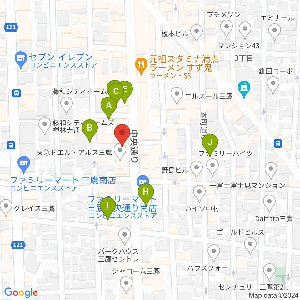 三鷹おんがくのじかん周辺のカフェ一覧地図