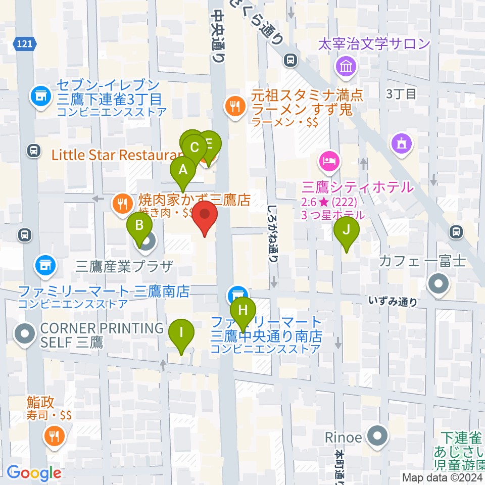 三鷹おんがくのじかん周辺のカフェ一覧地図