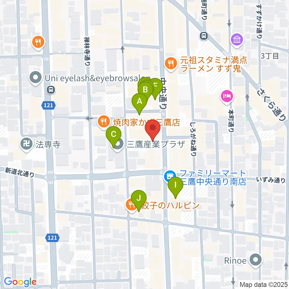 三鷹おんがくのじかん周辺のカフェ一覧地図