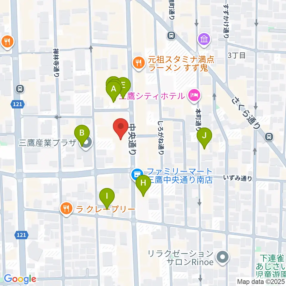 三鷹おんがくのじかん周辺のカフェ一覧地図