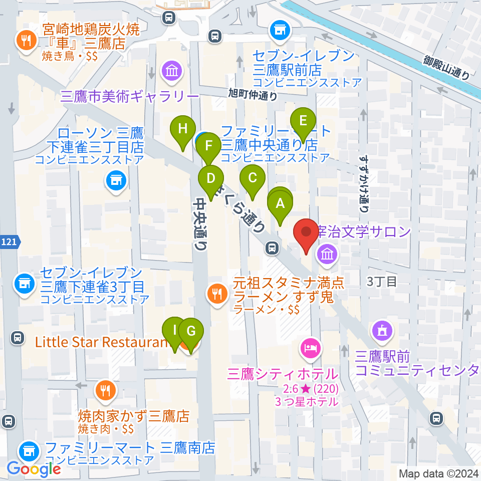 三鷹RI劇場周辺のカフェ一覧地図