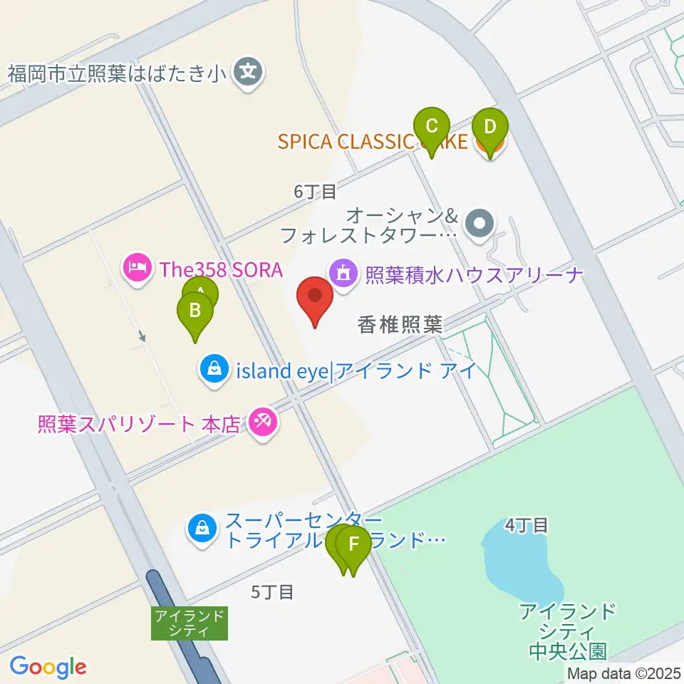 照葉積水ハウスアリーナ周辺のカフェ一覧地図