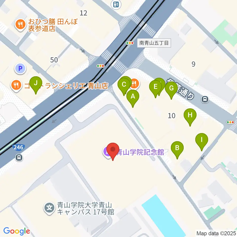 青山学院記念館周辺のカフェ一覧地図