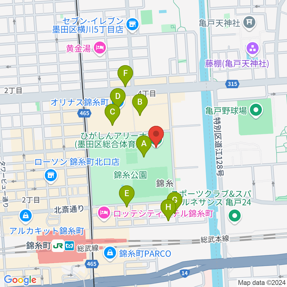 ひがしんアリーナ周辺のカフェ一覧地図