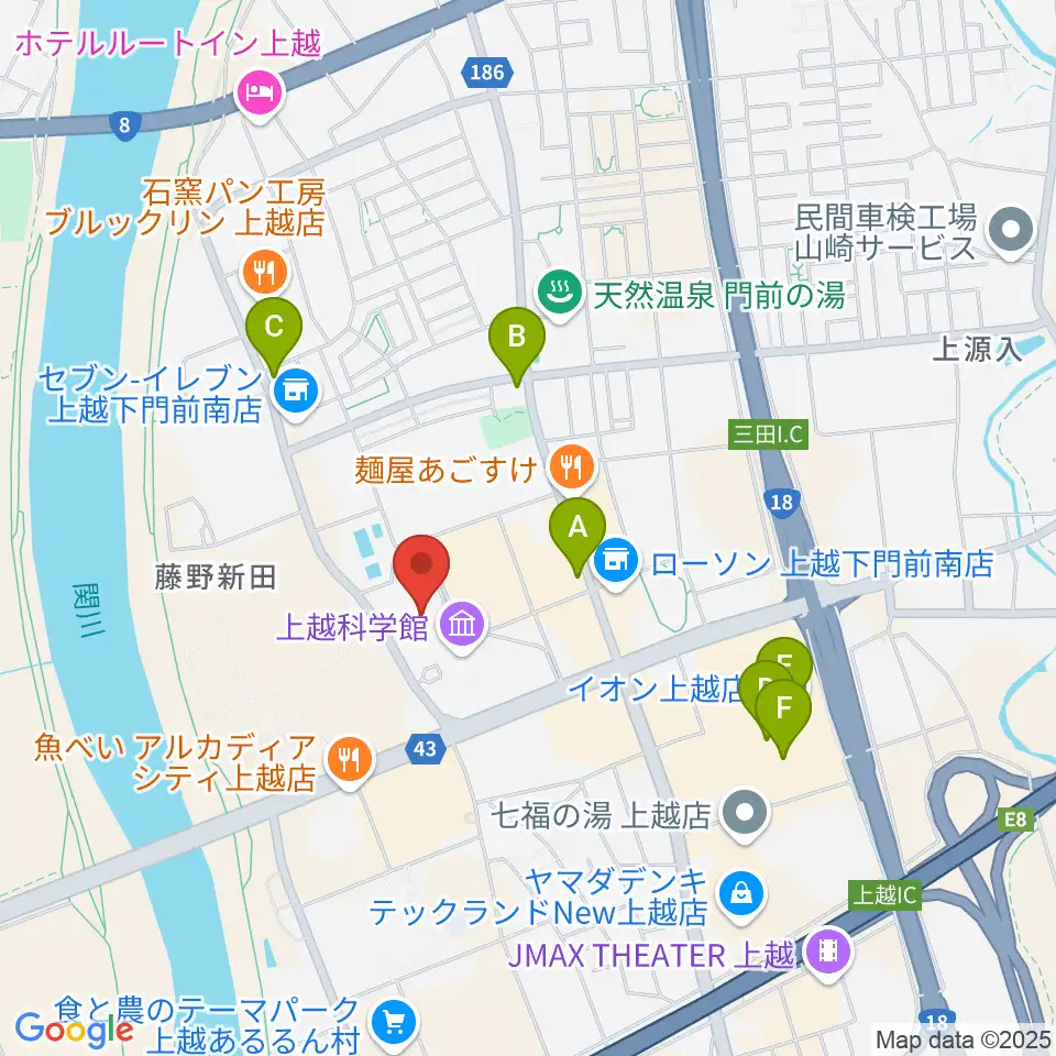 リージョンプラザ上越周辺のカフェ一覧地図
