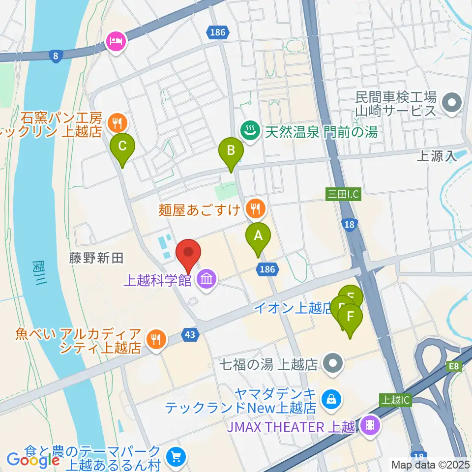 リージョンプラザ上越周辺のカフェ一覧地図