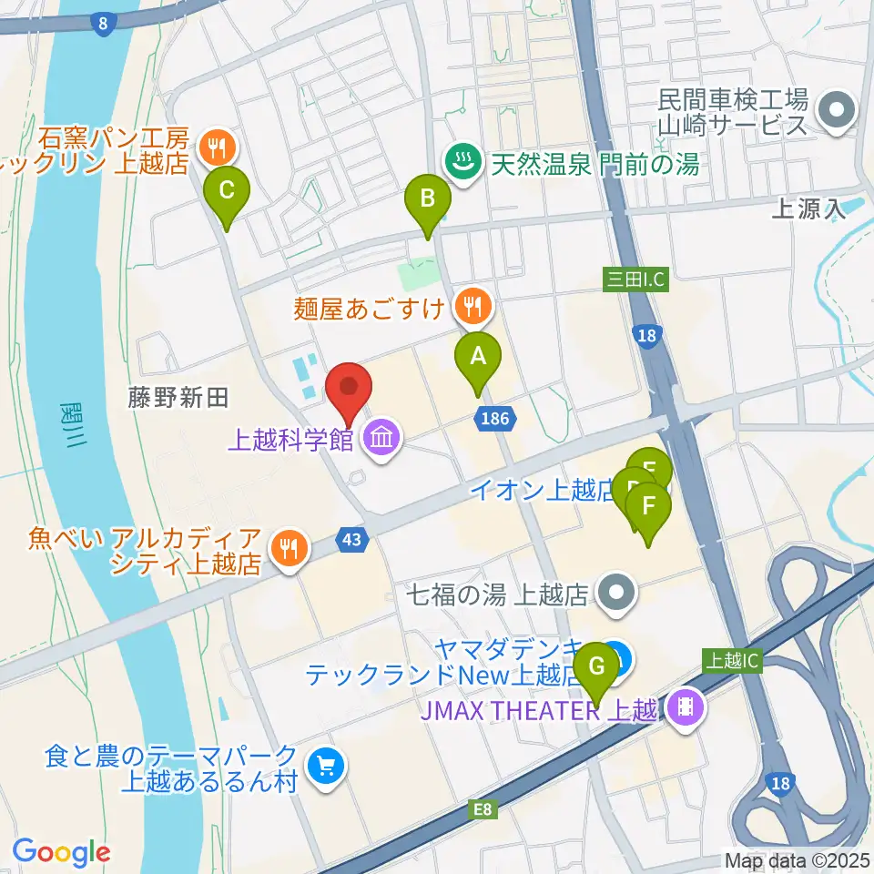 リージョンプラザ上越周辺のカフェ一覧地図
