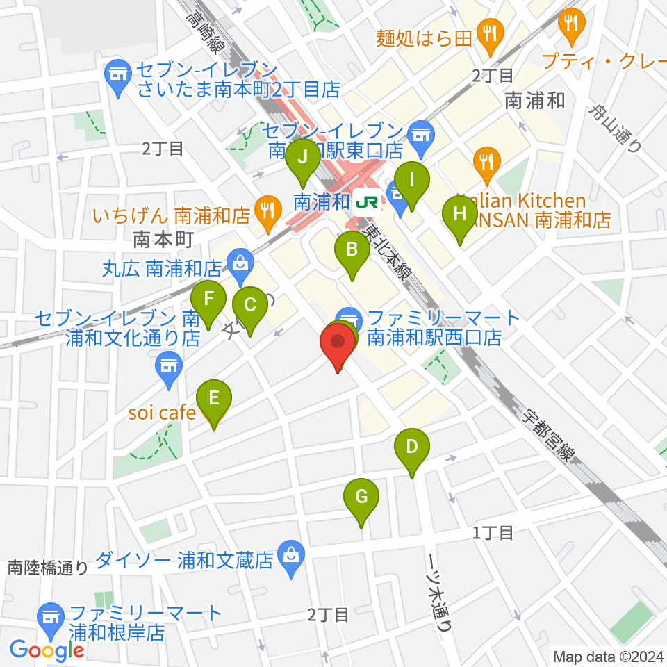 スタジオパックス南浦和店周辺のカフェ一覧地図