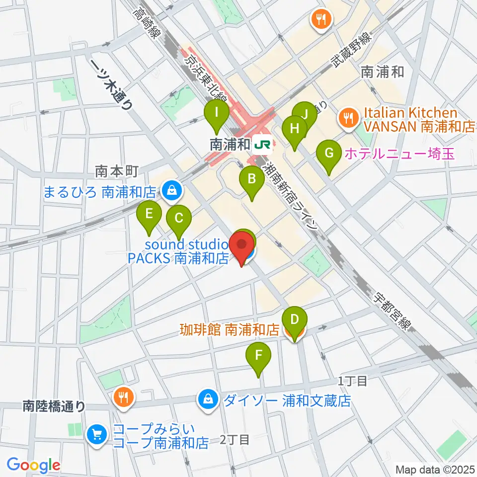 スタジオパックス南浦和店周辺のカフェ一覧地図