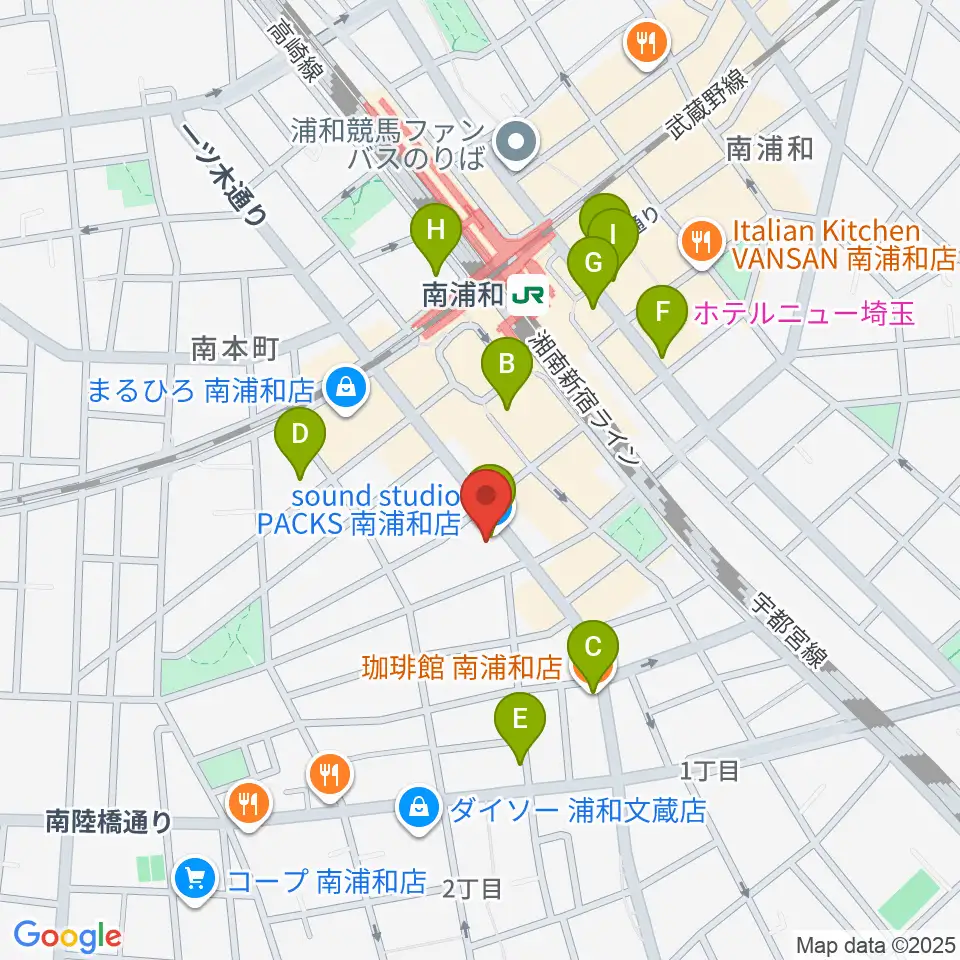スタジオパックス南浦和店周辺のカフェ一覧地図
