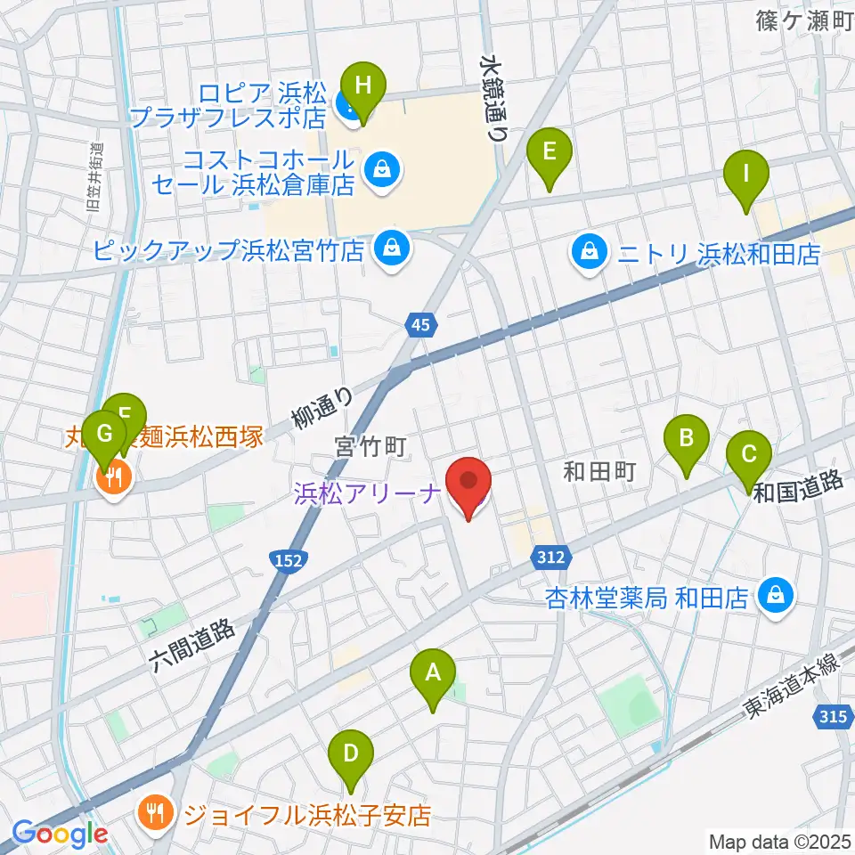 浜松アリーナ周辺のカフェ一覧地図