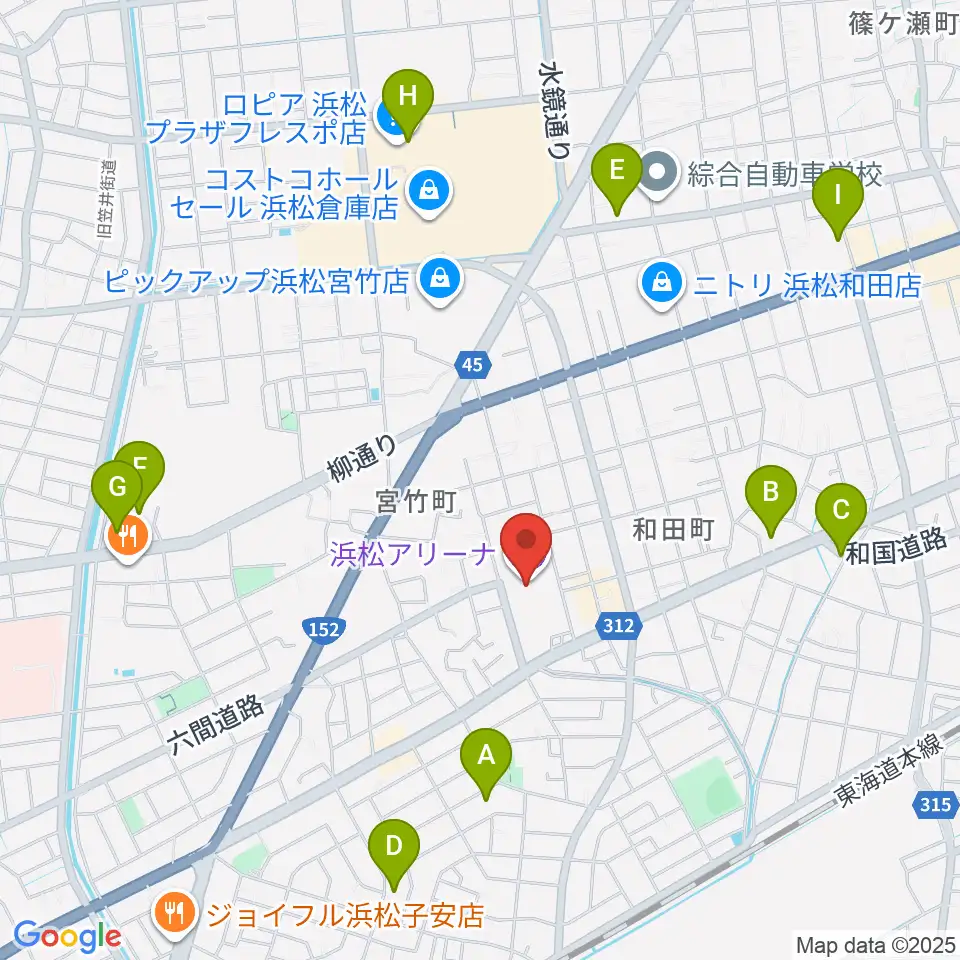 浜松アリーナ周辺のカフェ一覧地図