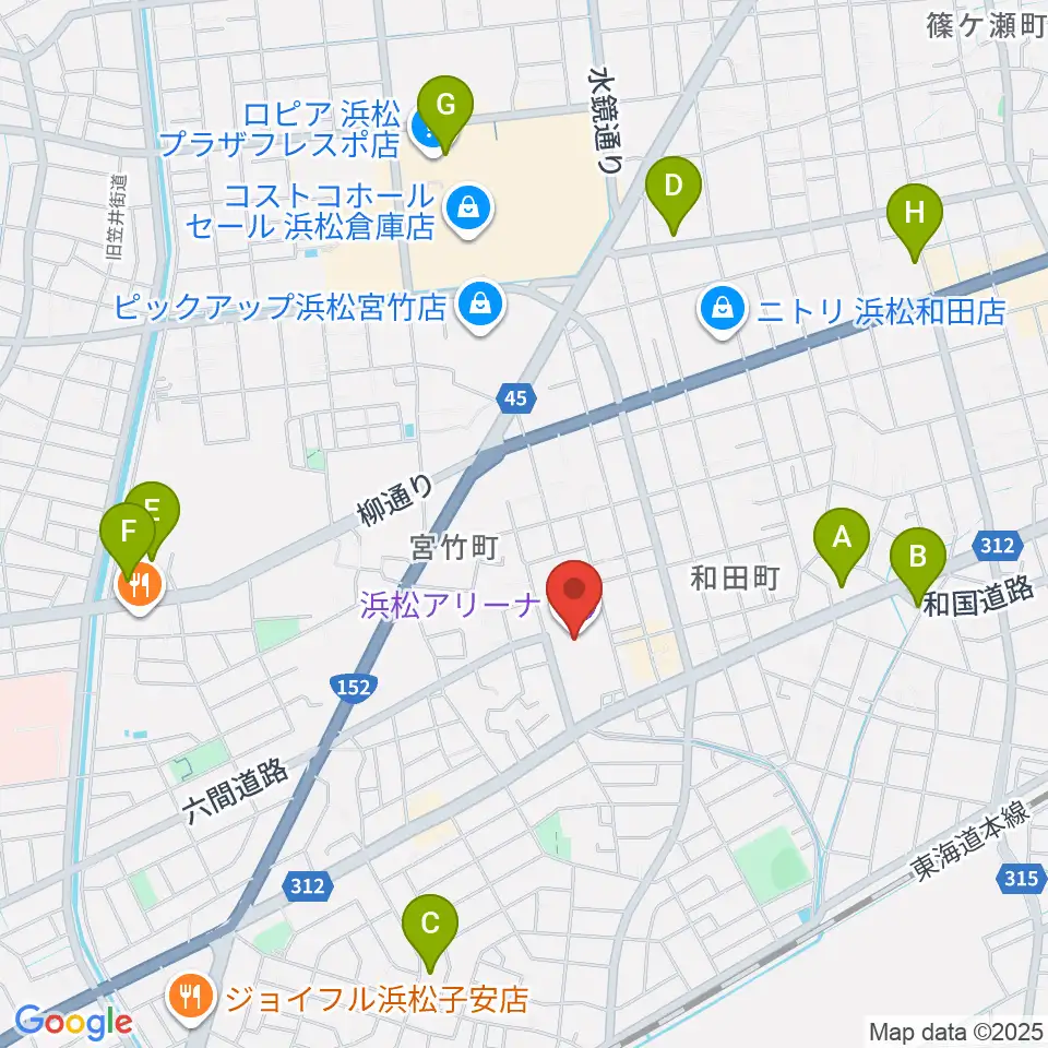 浜松アリーナ周辺のカフェ一覧地図