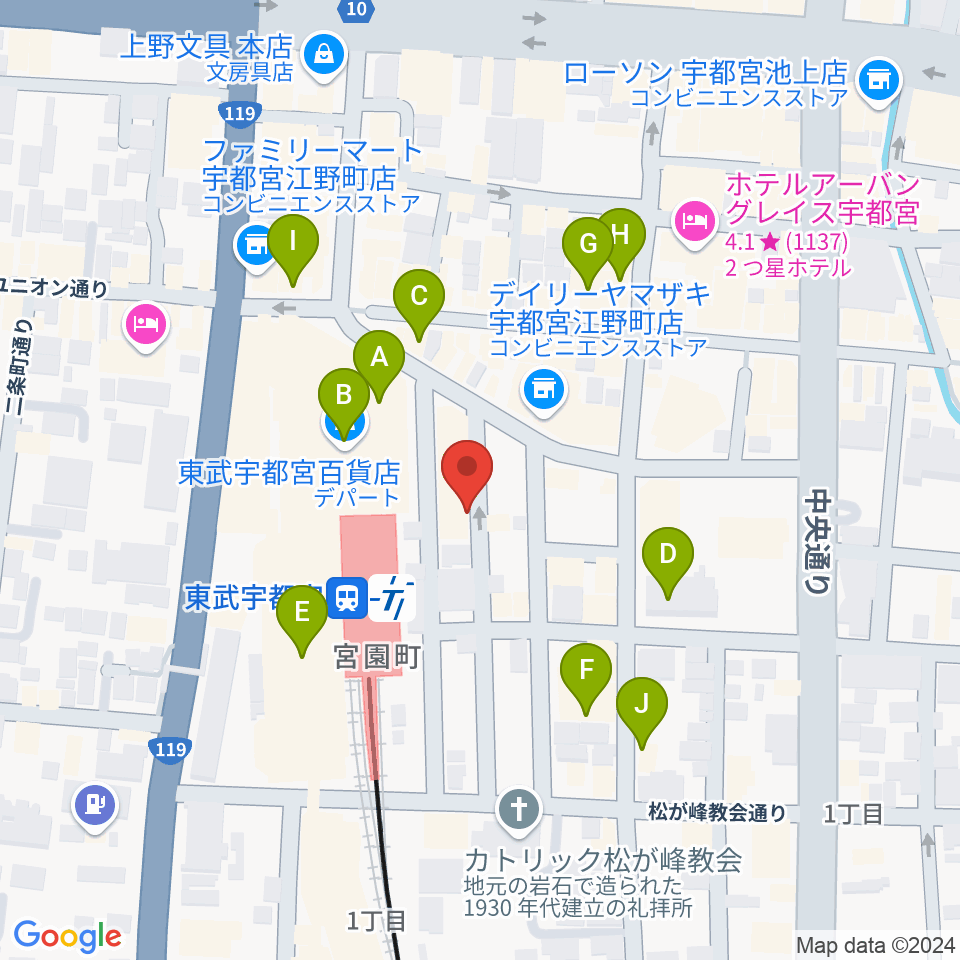 ヘブンズロック宇都宮2/3周辺のカフェ一覧地図