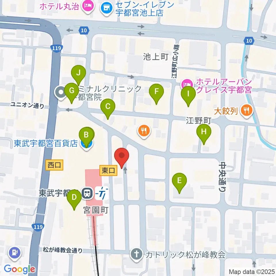 ヘブンズロック宇都宮2/3周辺のカフェ一覧地図