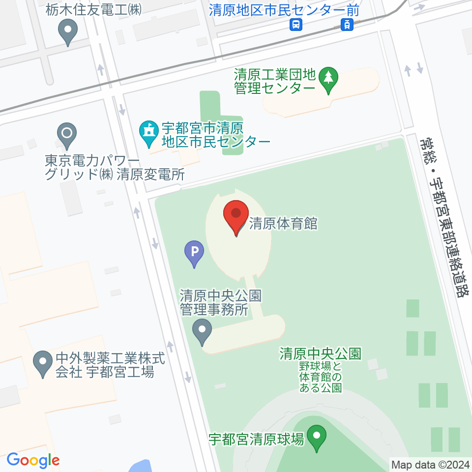 宇都宮市清原体育館周辺のカフェ一覧地図