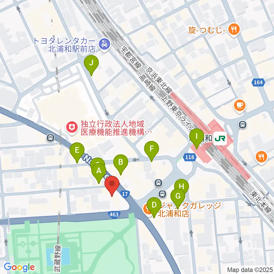北浦和キャンディー周辺のカフェ一覧地図