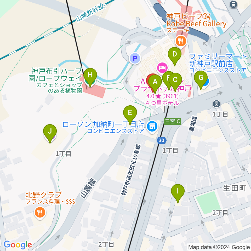 アイア2.5シアター神戸周辺のカフェ一覧地図