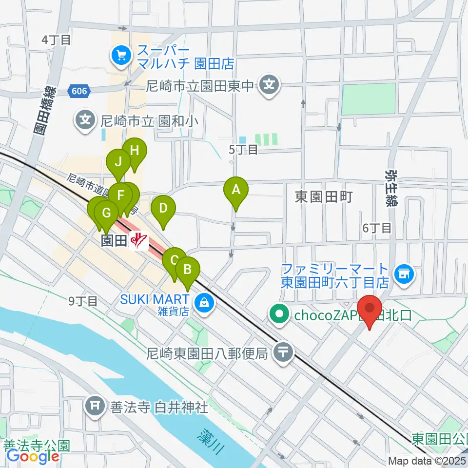 TUNE GUITAR MANIAC周辺のカフェ一覧地図