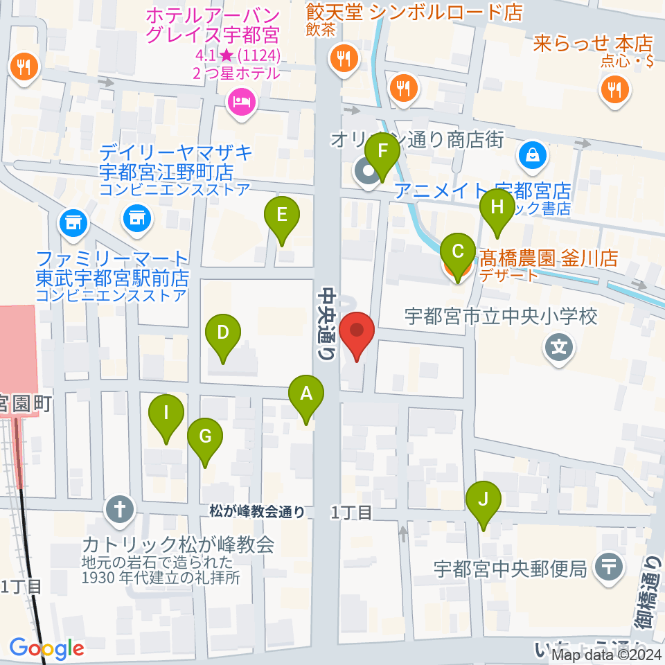 レディオベリー周辺のカフェ一覧地図