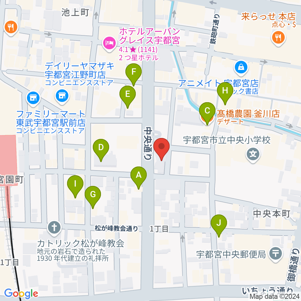 レディオベリー周辺のカフェ一覧地図