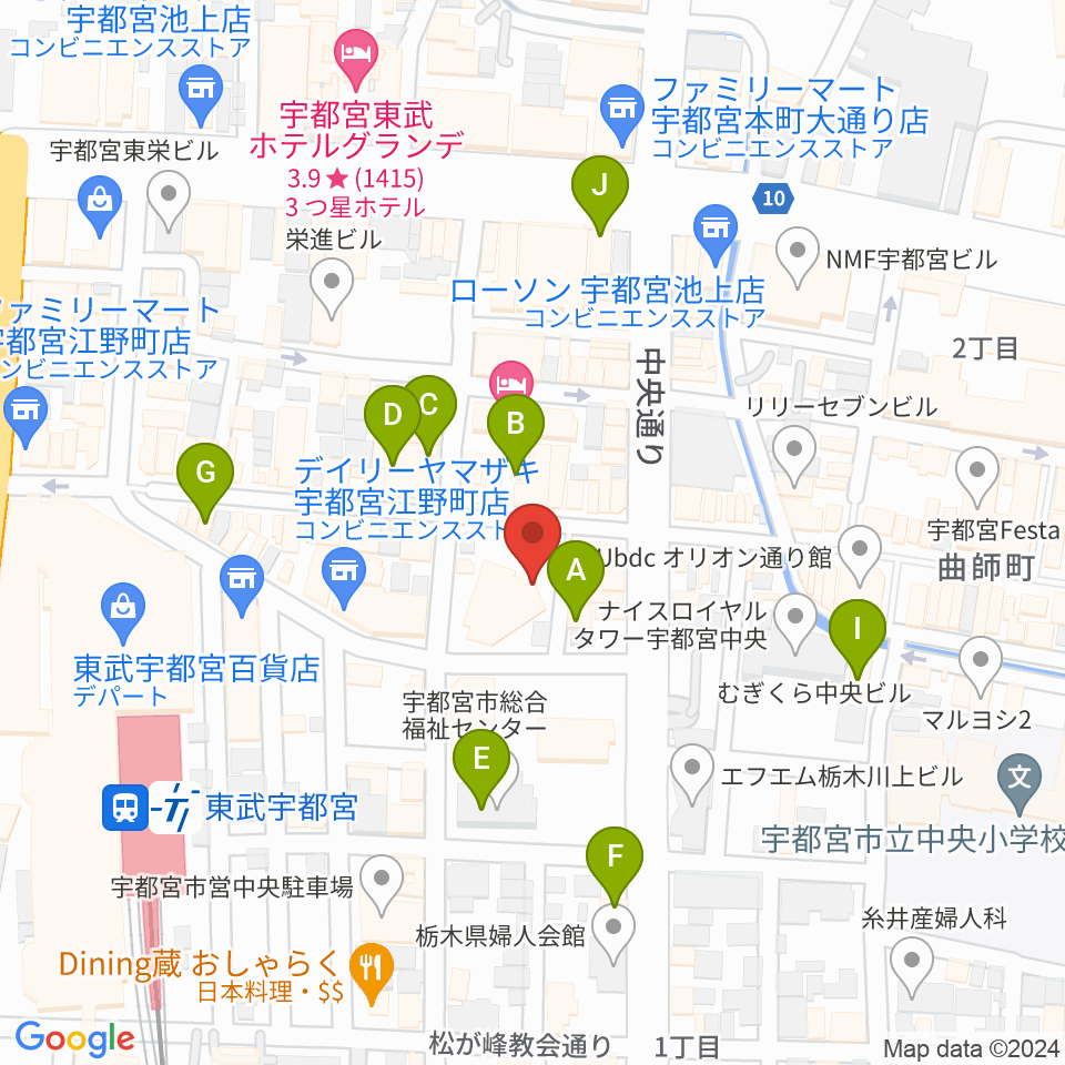 オリオンスクエア周辺のカフェ一覧地図