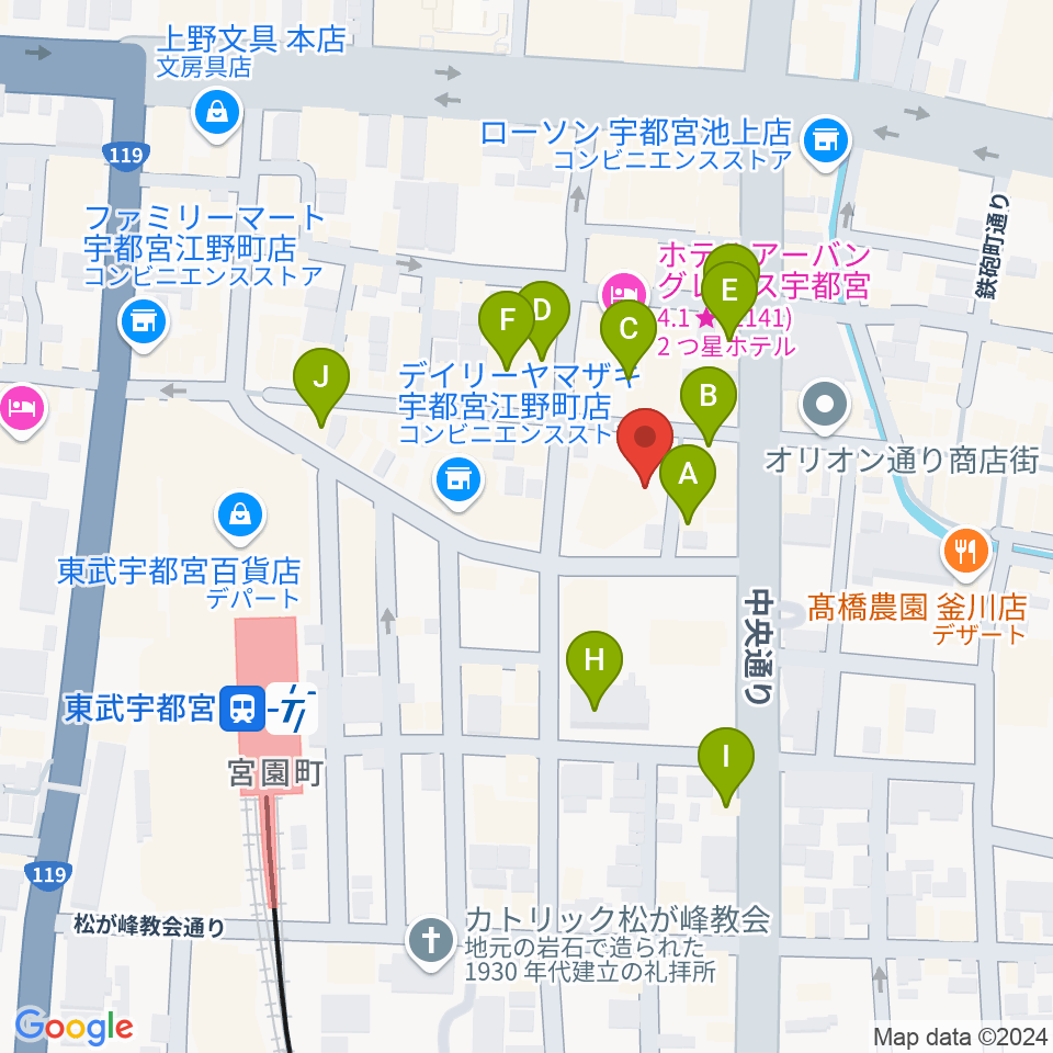 オリオンスクエア周辺のカフェ一覧地図