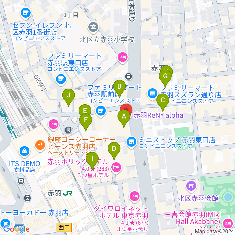 赤羽レニーアルファ周辺のカフェ一覧地図