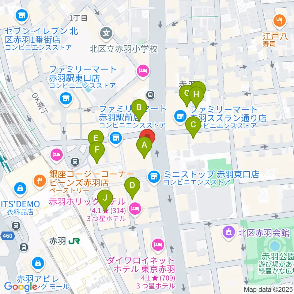 赤羽レニーアルファ周辺のカフェ一覧地図