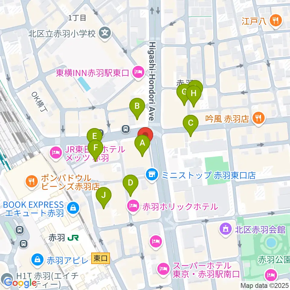 赤羽レニーアルファ周辺のカフェ一覧地図