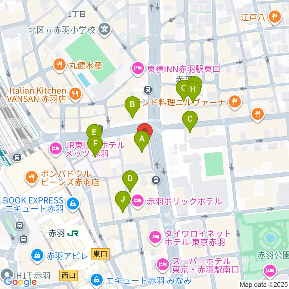 赤羽レニーアルファ周辺のカフェ一覧地図