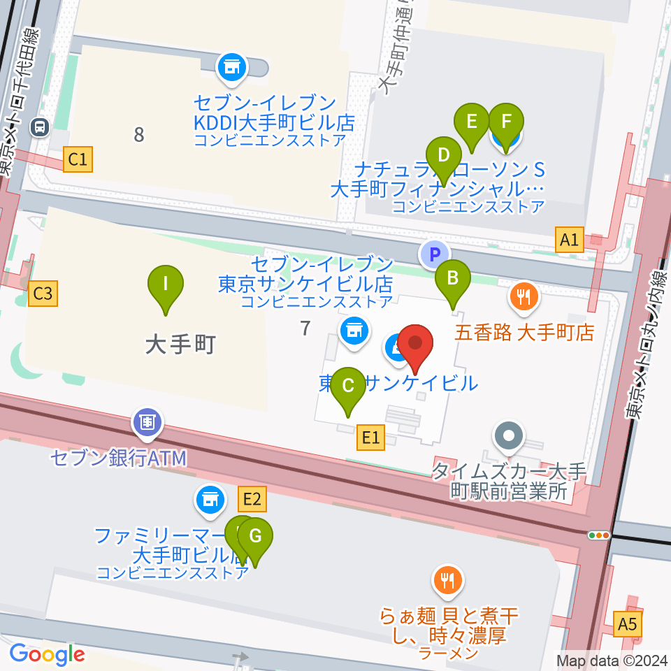 ヤマノミュージックサロン大手町周辺のカフェ一覧地図