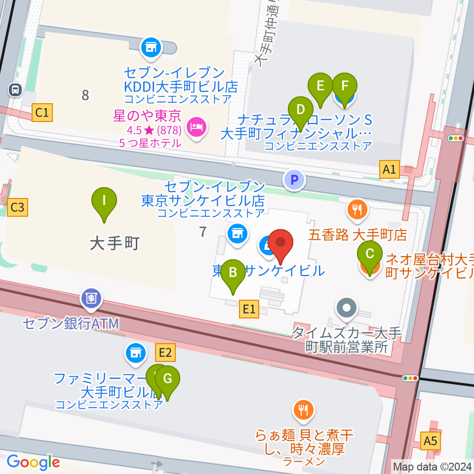 ヤマノミュージックサロン大手町周辺のカフェ一覧地図