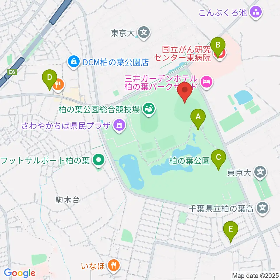 県立柏の葉公園野球場周辺のカフェ一覧地図