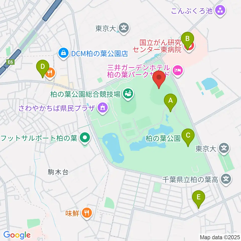 県立柏の葉公園野球場周辺のカフェ一覧地図