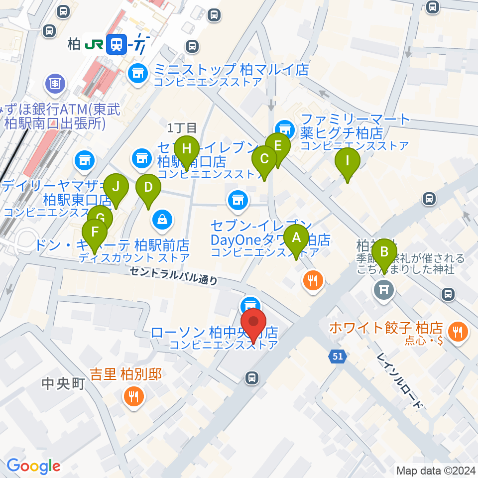 ディスクユニオン柏店周辺のカフェ一覧地図