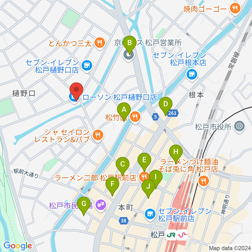 松戸StageV周辺のカフェ一覧地図