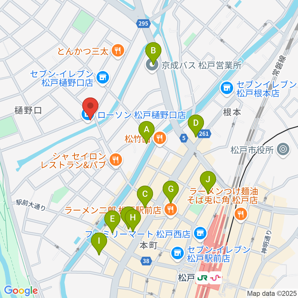 松戸StageV周辺のカフェ一覧地図