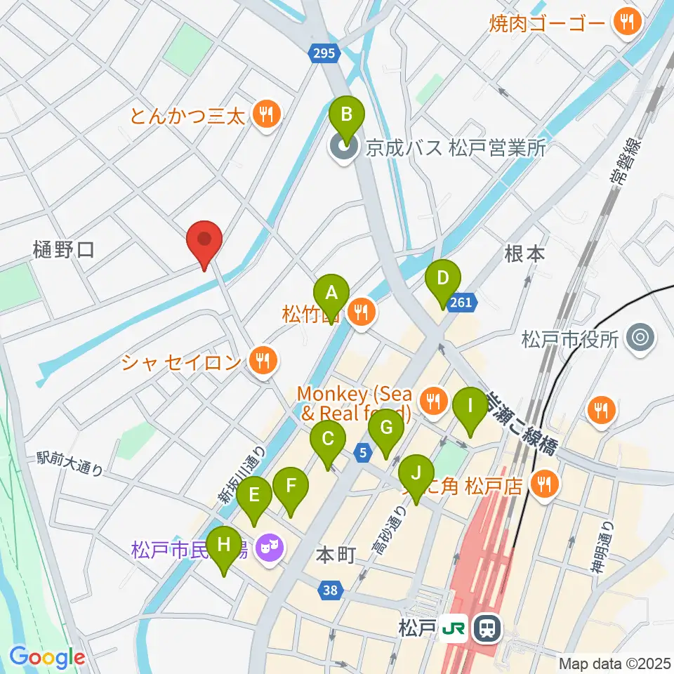 松戸StageV周辺のカフェ一覧地図
