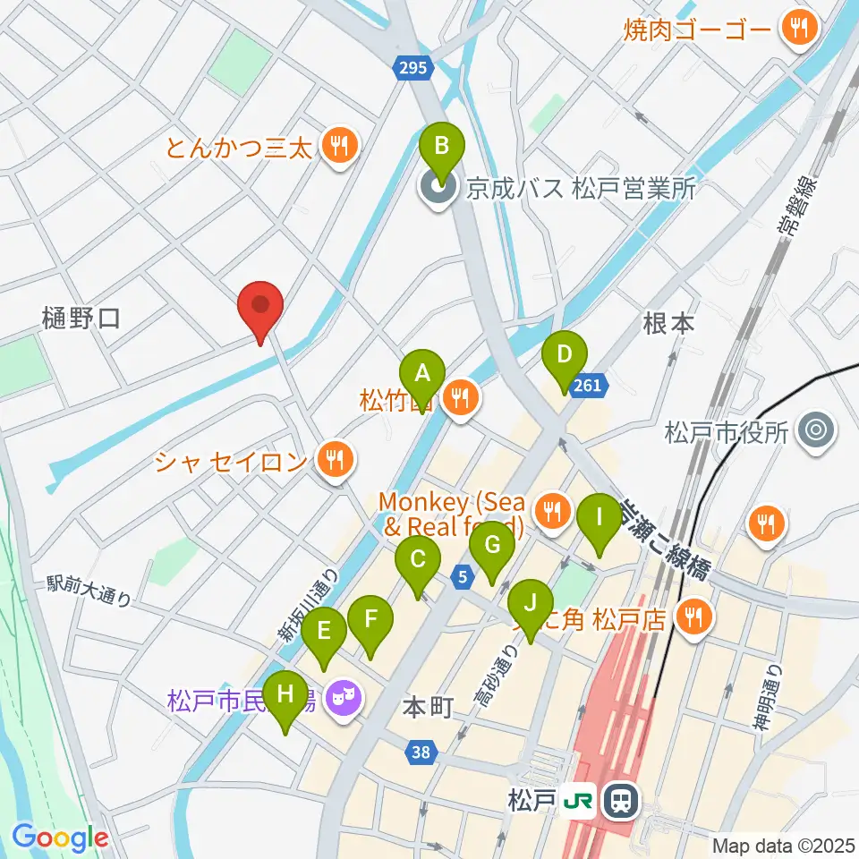 松戸StageV周辺のカフェ一覧地図