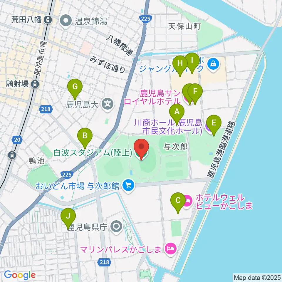白波スタジアム周辺のカフェ一覧地図