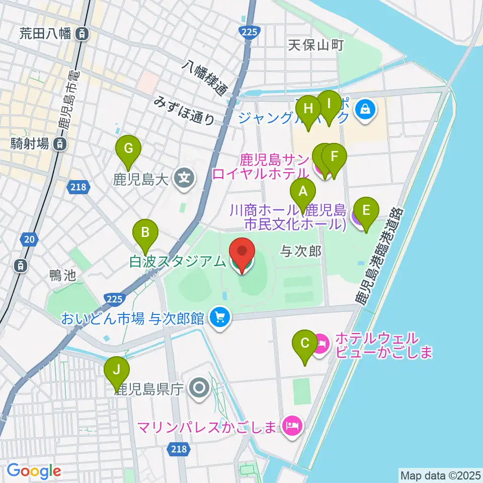 白波スタジアム周辺のカフェ一覧地図