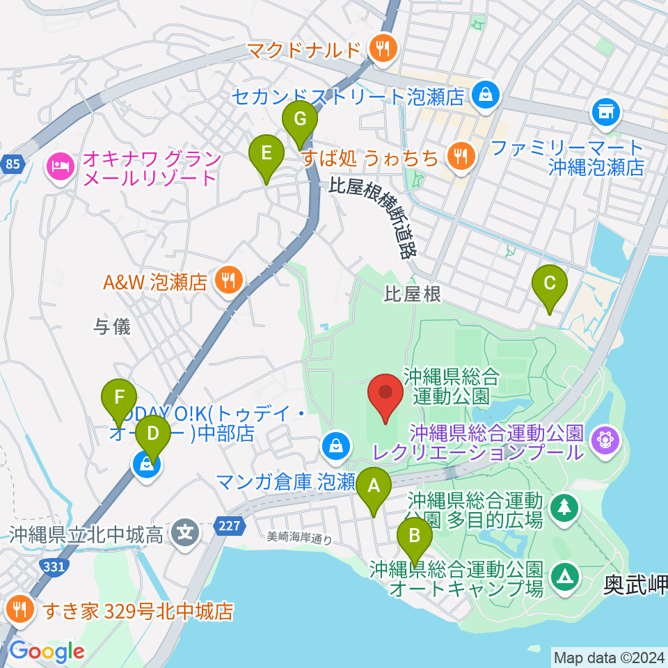 タピック県総ひやごんスタジアム周辺のカフェ一覧地図