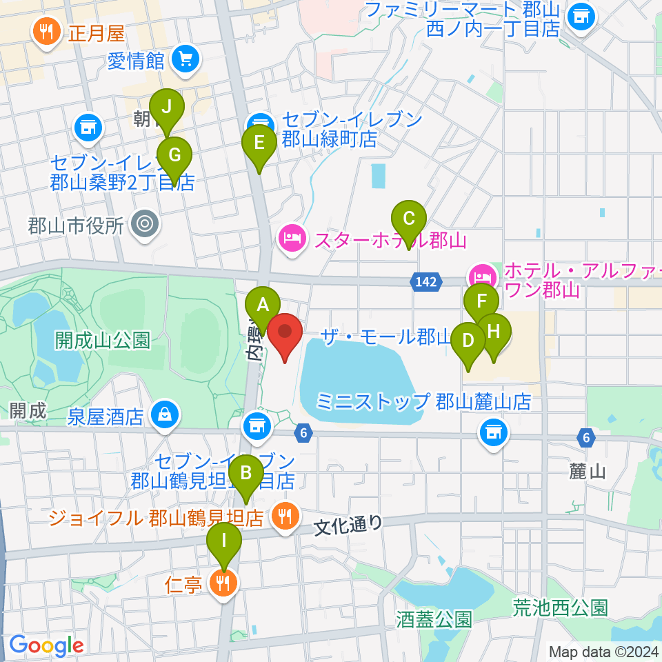 宝来屋 郡山総合体育館周辺のカフェ一覧地図