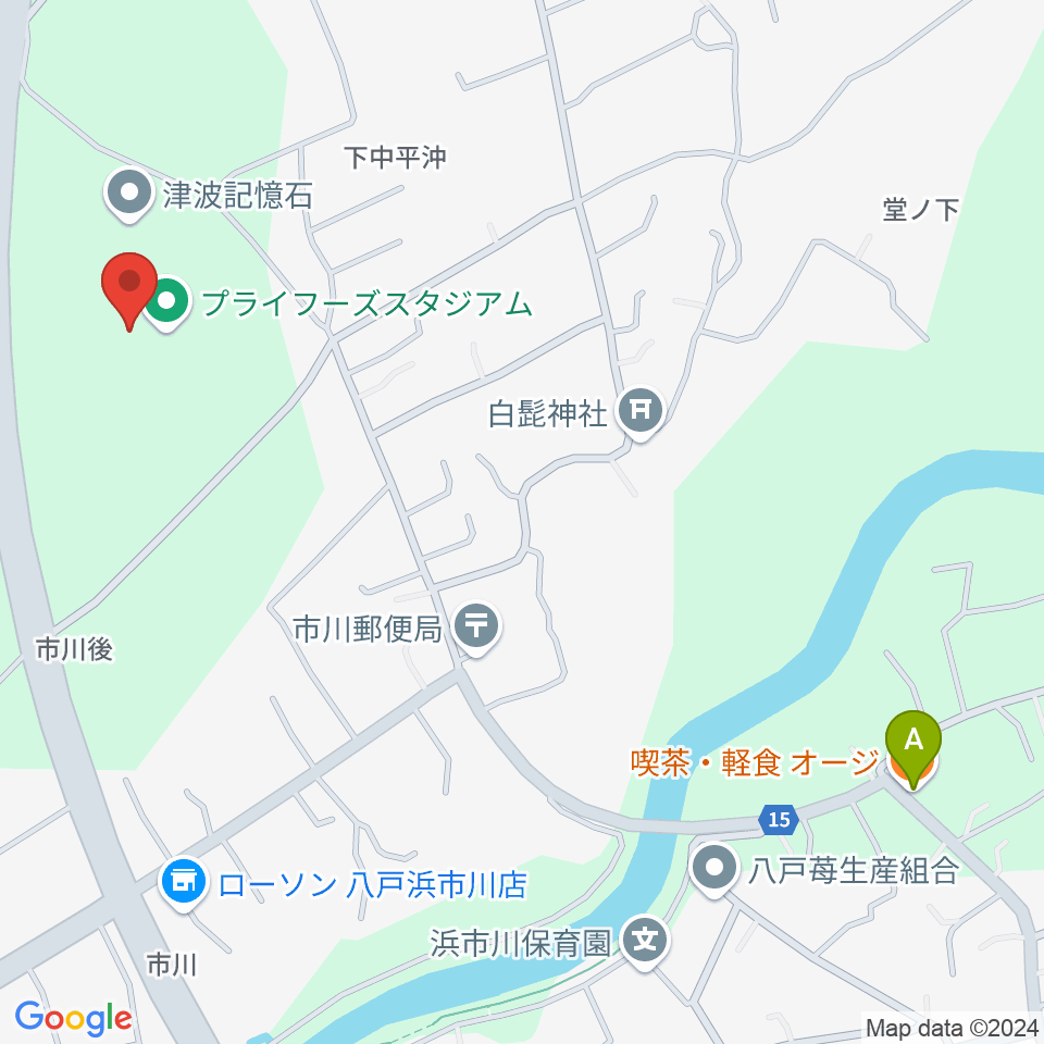 プライフーズスタジアム周辺のカフェ一覧地図