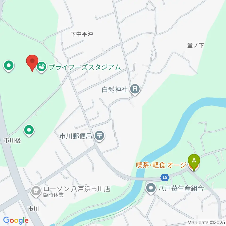 プライフーズスタジアム周辺のカフェ一覧地図